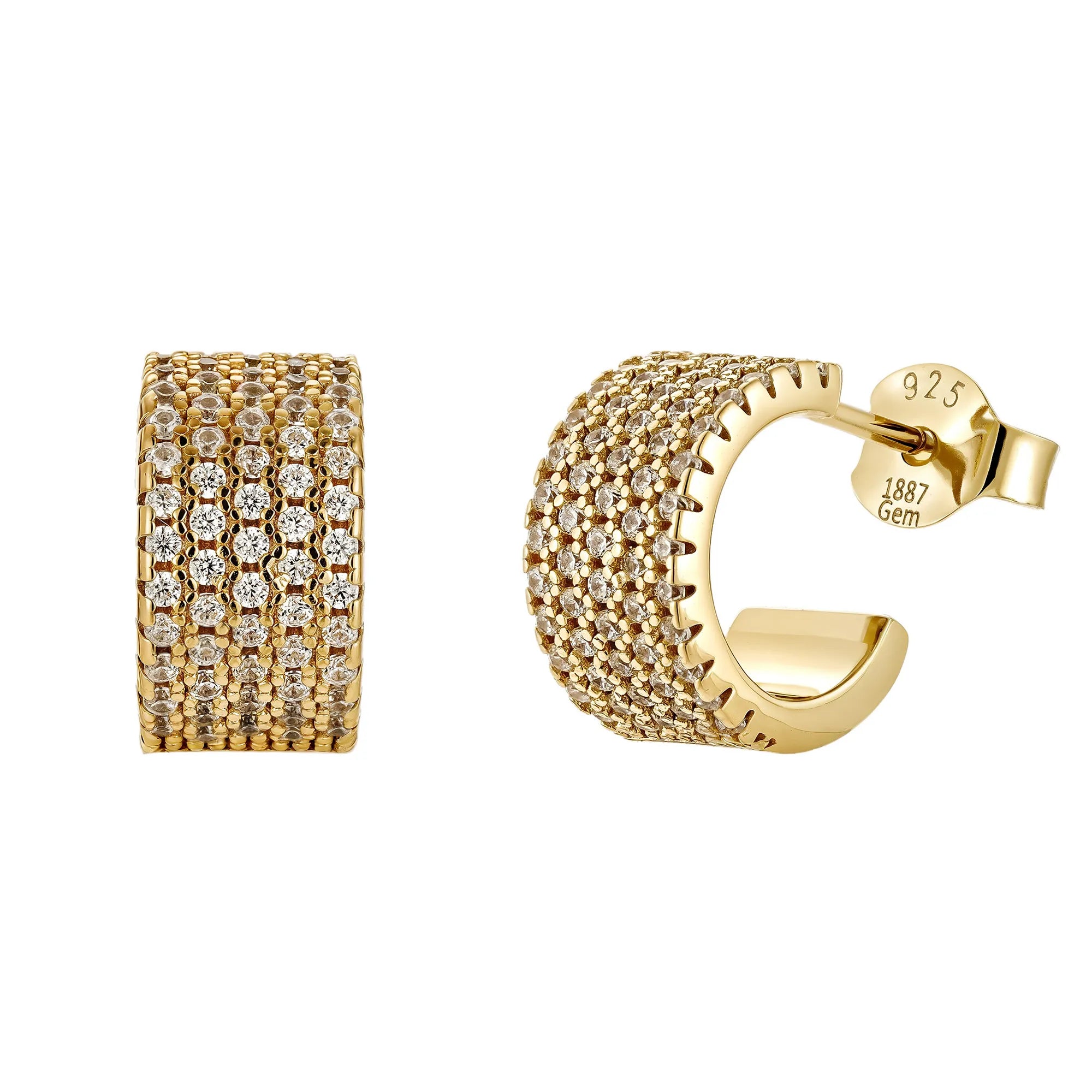 18k Gold Vermeil Damen Ohrringe Hoops im Pavé Style von 1887Gem.