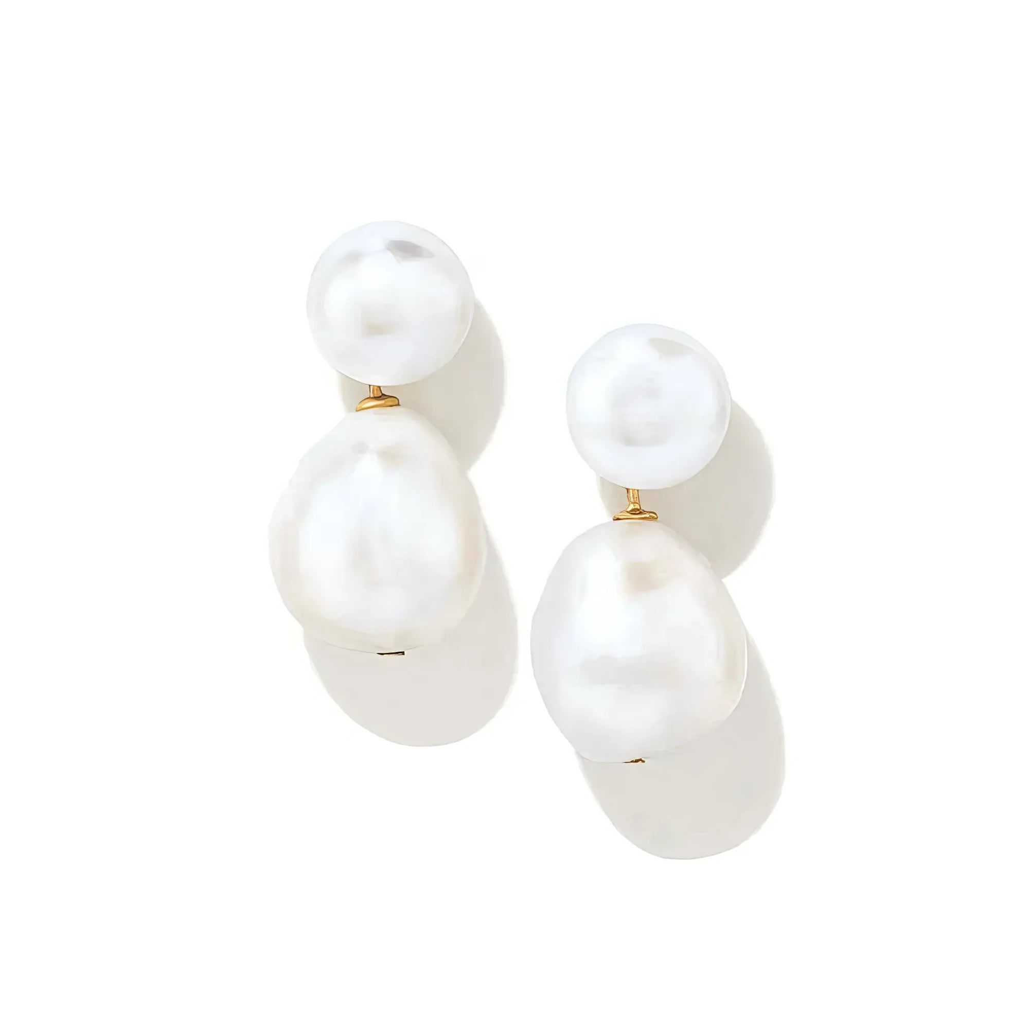 Zwei Perlen Ohrstecker Euthenia | 18k Gold Vermeil & 925 Sterlingsilber