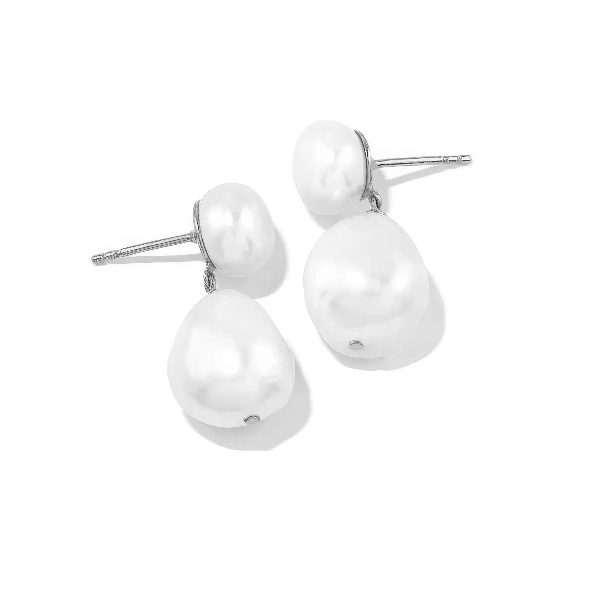 Zwei Perlen Ohrstecker Euthenia | 18k Gold Vermeil & 925 Sterlingsilber