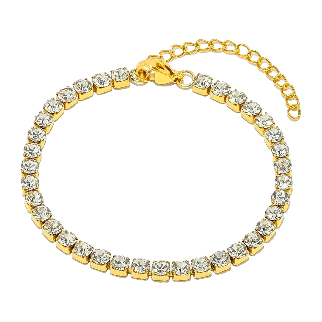 Tennis Armband mit Zirkonia als Goldschmuck. Glitzer Schmuck vom Label 1887Gem.