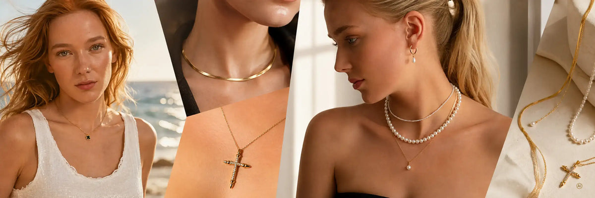Halsketten in Gold und Silber.
