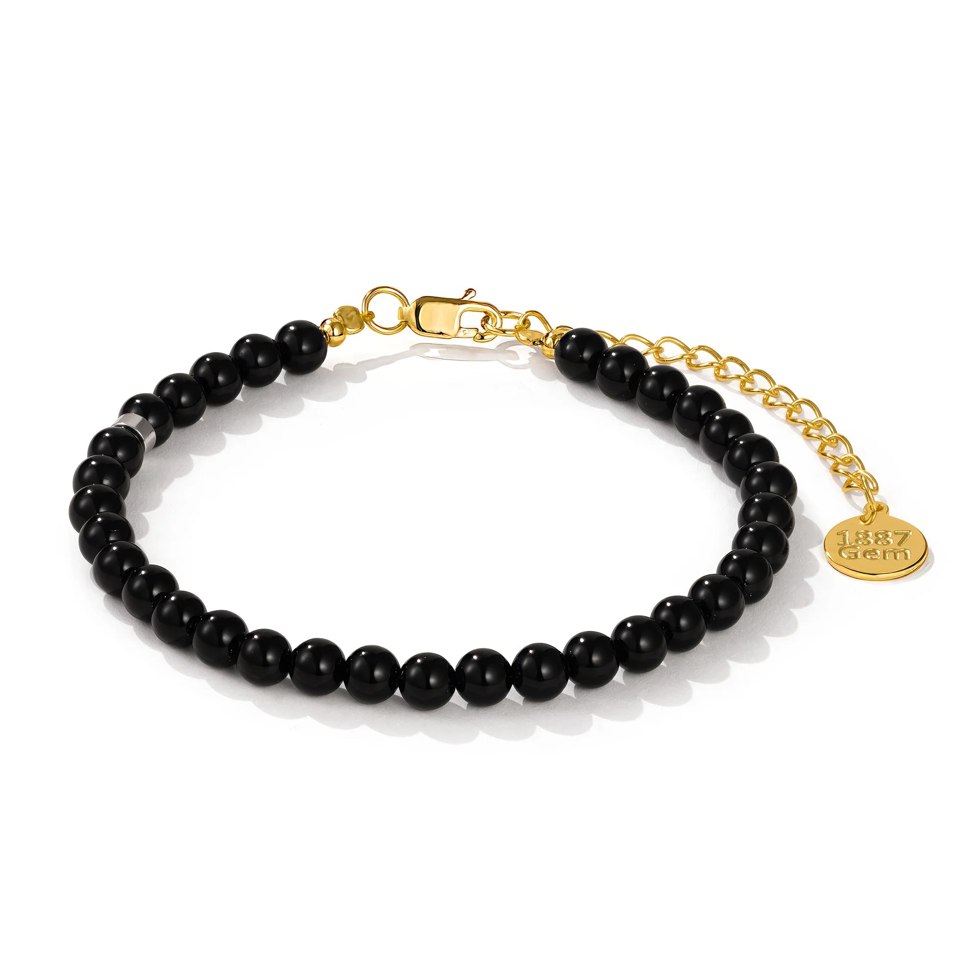 Schwarzes Edelstein Armband Selene | 18k Gold Vermeil