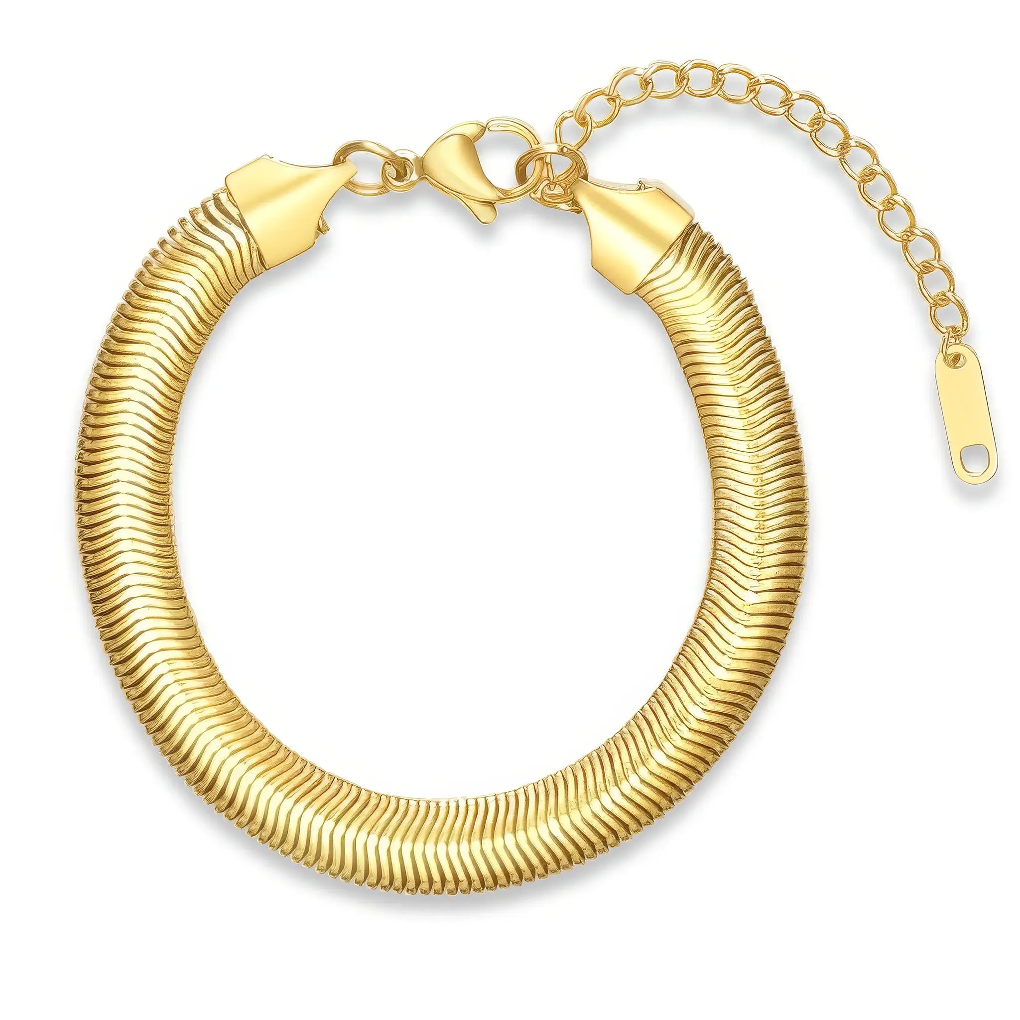 Wasserfestes Schlangen Armband geschmeidig für Damen in Gold.