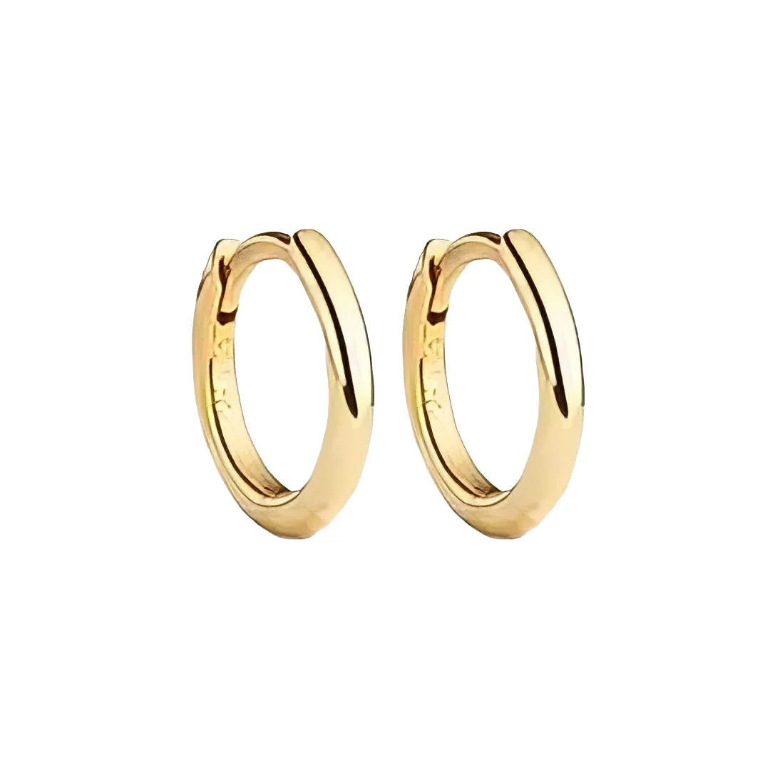 18k Gold Vermeil Ohrring Huggie Hoop Extra Small Size Damen 1887Gem