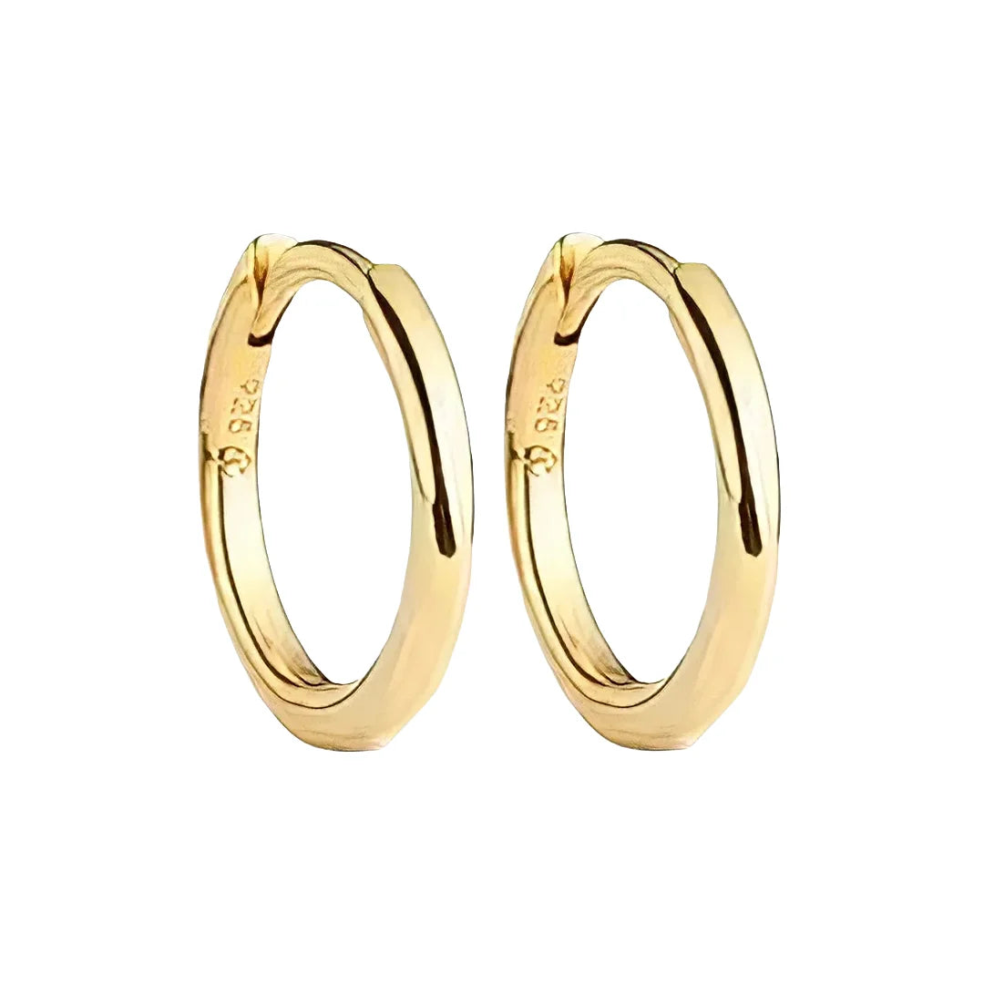 18k Gold Vermeil Ohrring Huggie Hoop Small Size Damen 1887Gem