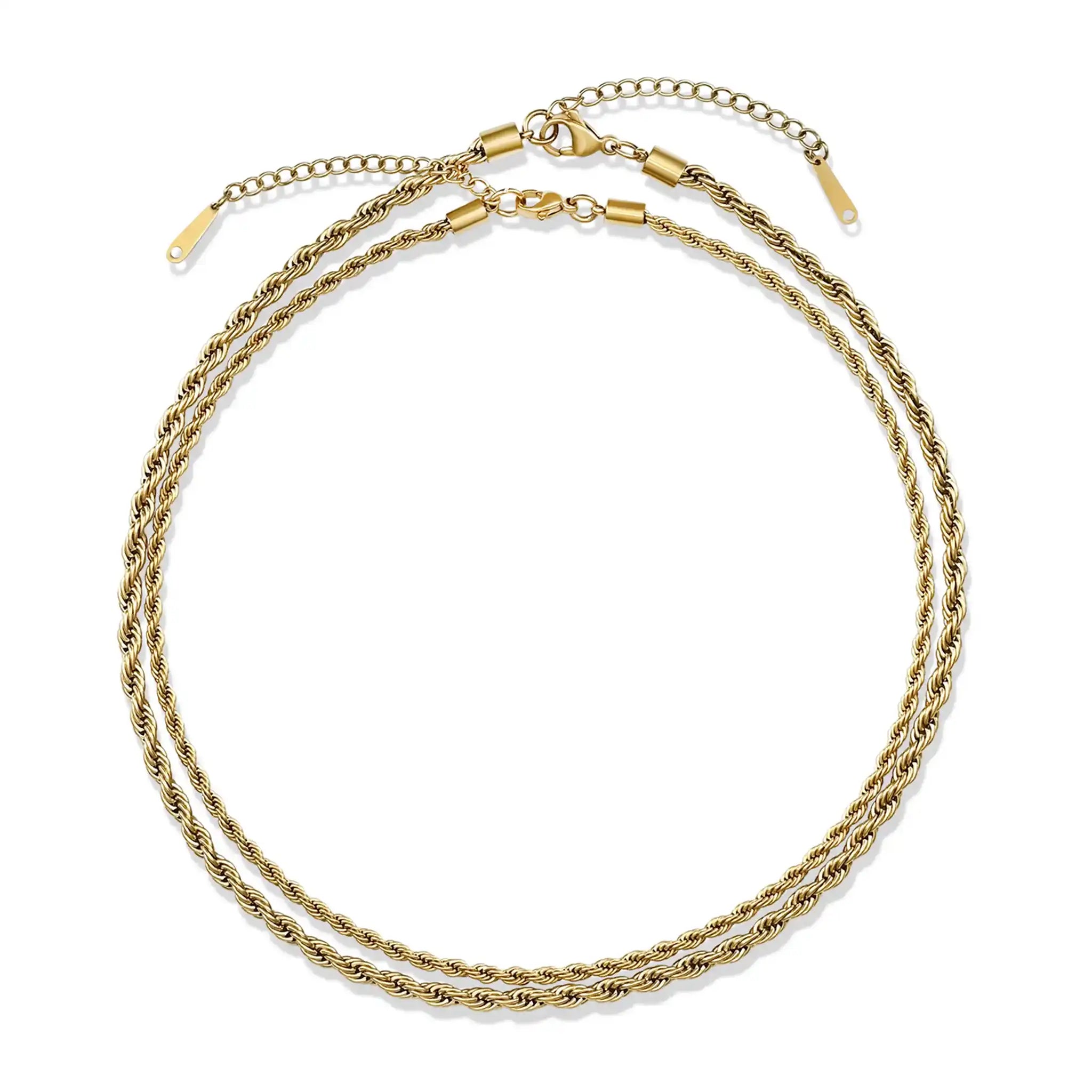 3mm und 4mm wasserfeste Goldschmuck Choker Kette aus Edelstahl 14k Gold plated.