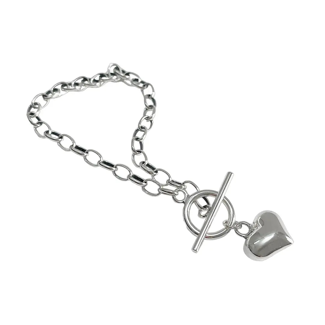 925 Sterling Silber Armband für Damen mit Herz Charm.