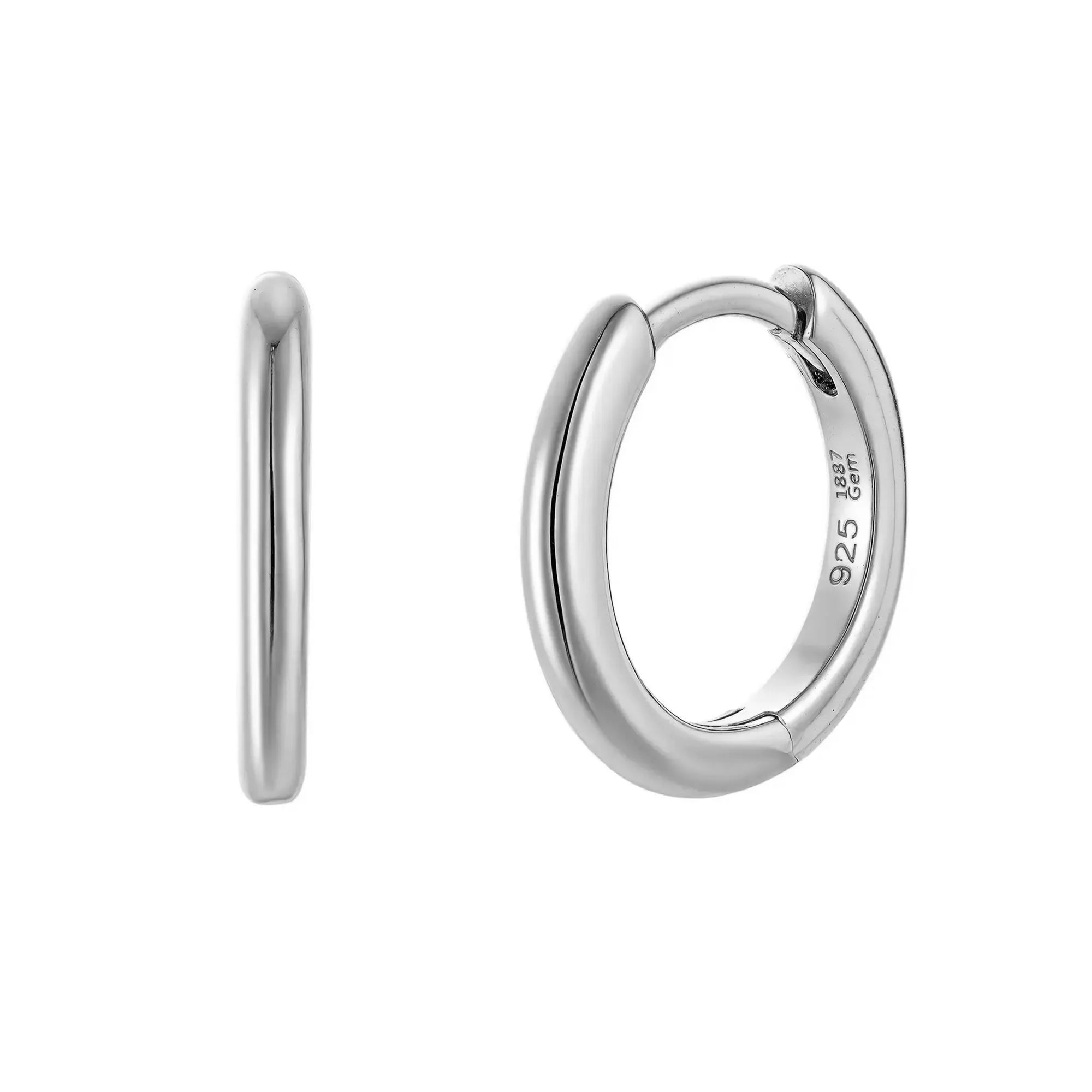 925 Sterling Silber Ohrring Huggie Hoop rhodiniert Extra Small Size Damen 1887Gem