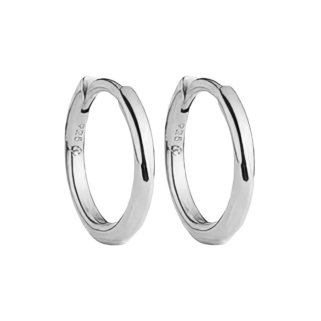 925 Sterling Silber Ohrring Huggie Hoop rhodiniert Small Size Damen 1887Gem