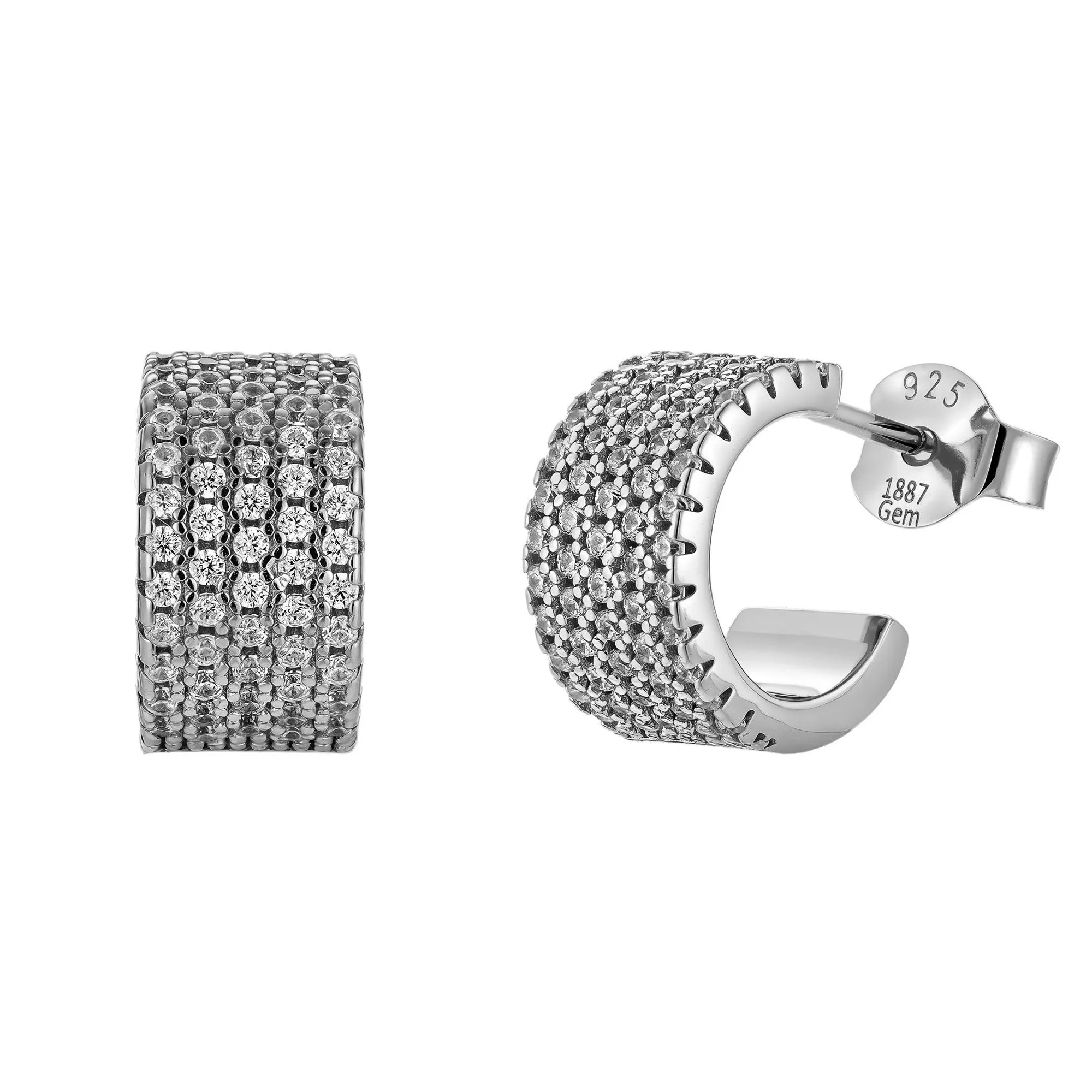 925 Sterlingsilber rhodiniert Ohrringe Hoops Damen anlaufgeschützt und hypoallergen von 1887Gem.