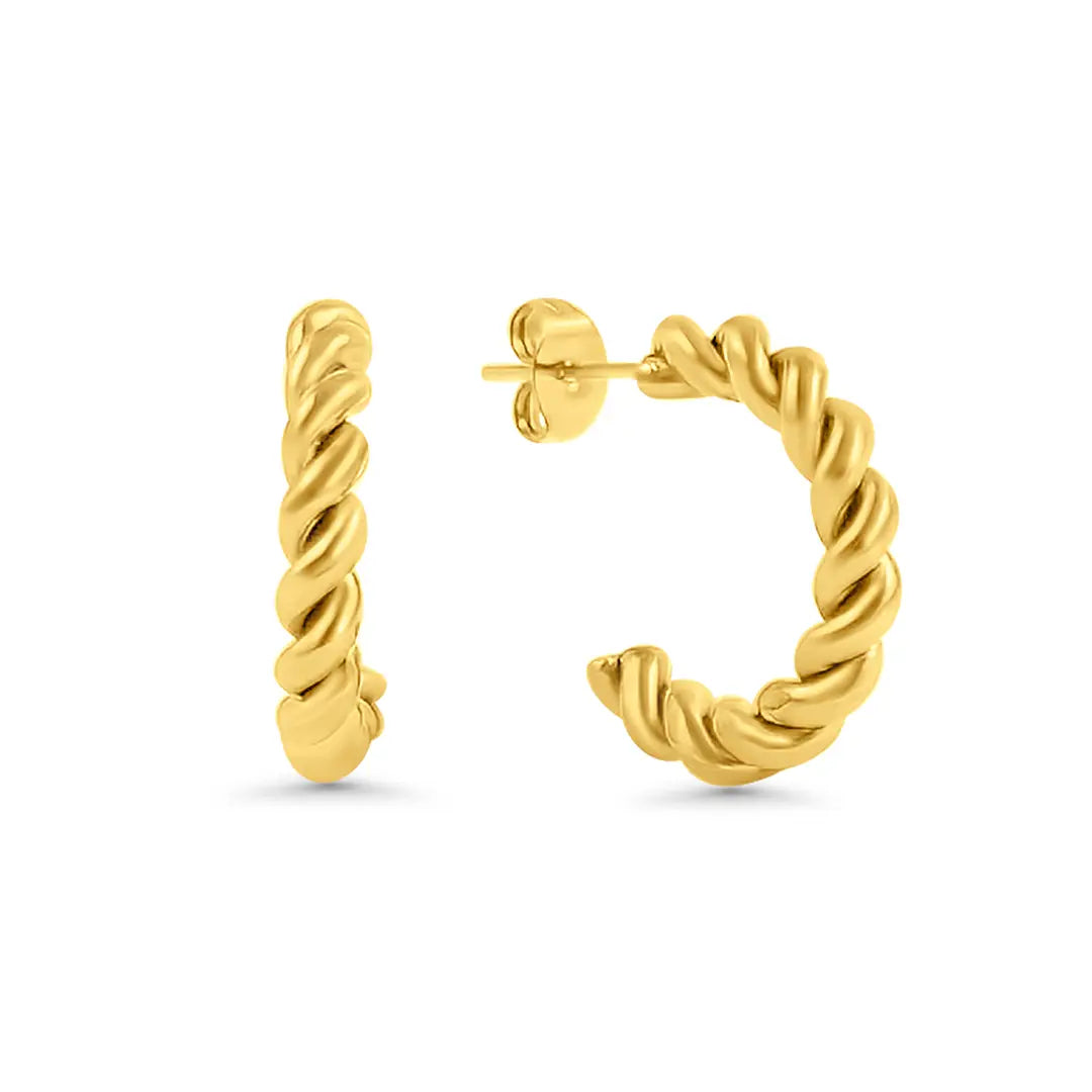 Allergiefreie wasserfeste Chunky Gold Hoops Ohrringe 2cm.