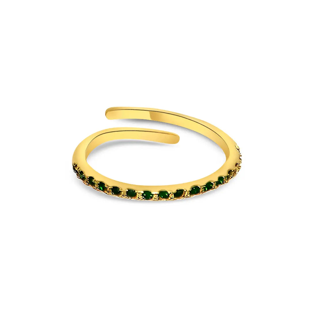 Allergiefreier wasserfester Schmuck Ring 16 Melusine Grün Gold.