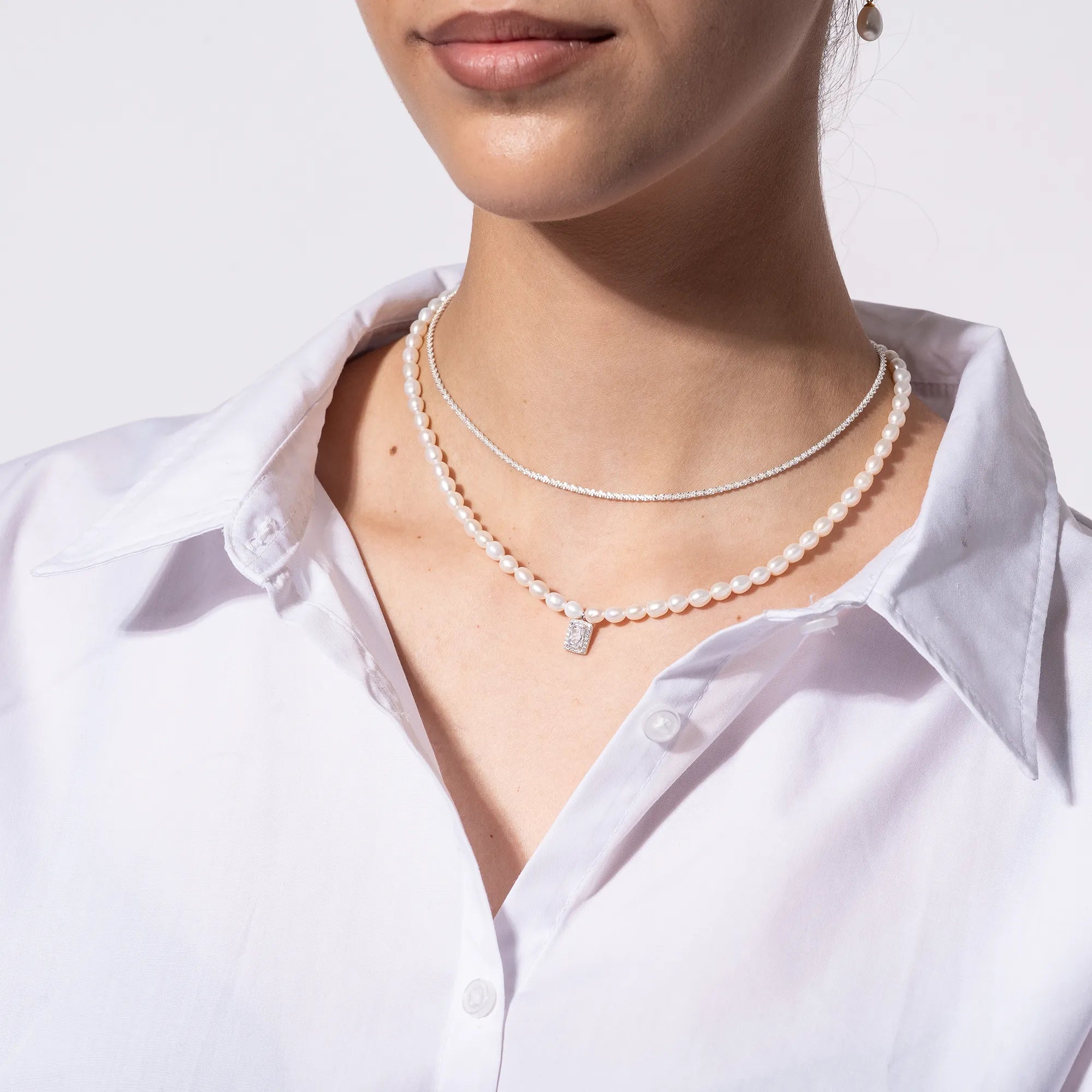 Silberkette + Perlenkette im Set | Hyacinth