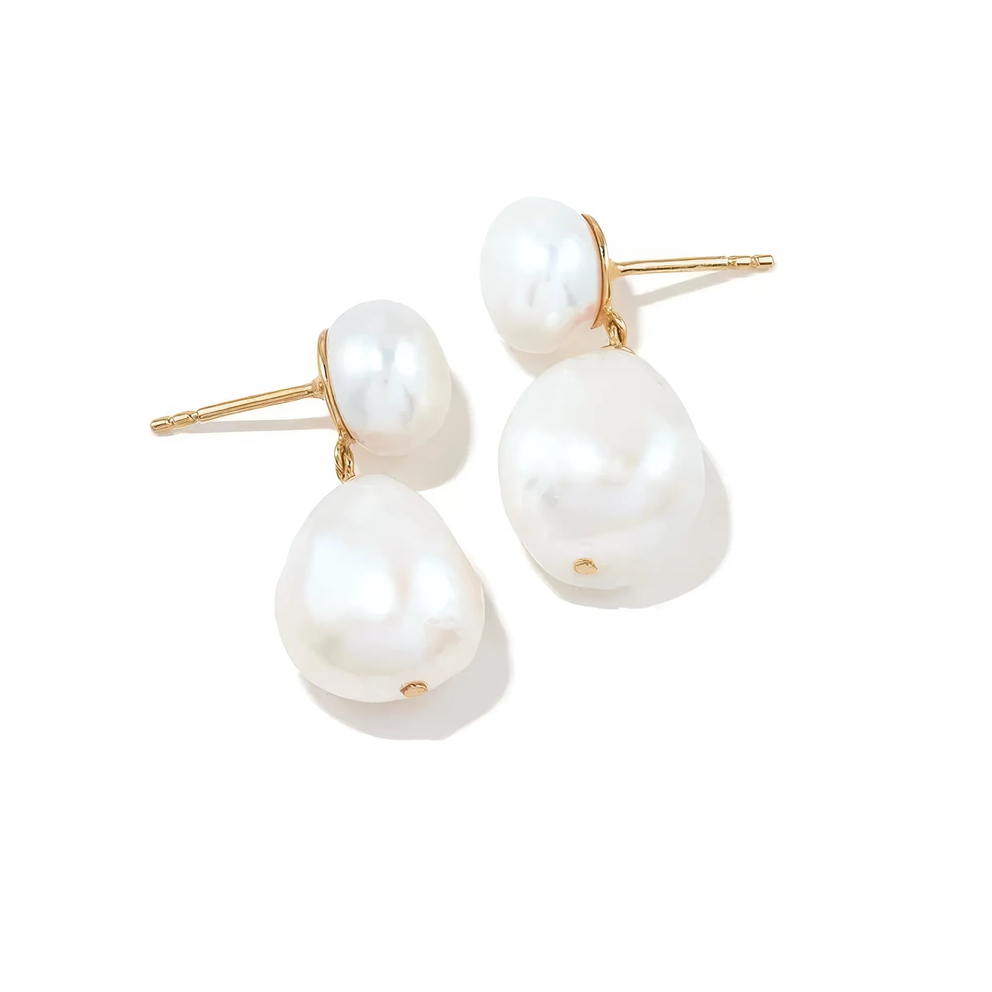 Zwei Perlen Ohrstecker Euthenia | 18k Gold Vermeil & 925 Sterlingsilber