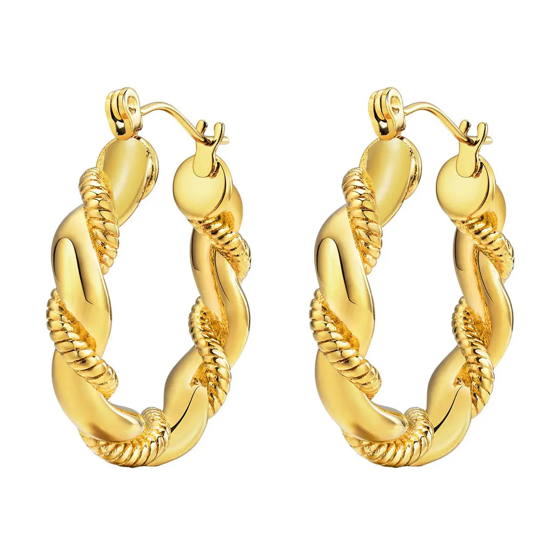 Hypoallergene wasserfeste Medium Hoops Ohrringe 18K Gold plated.