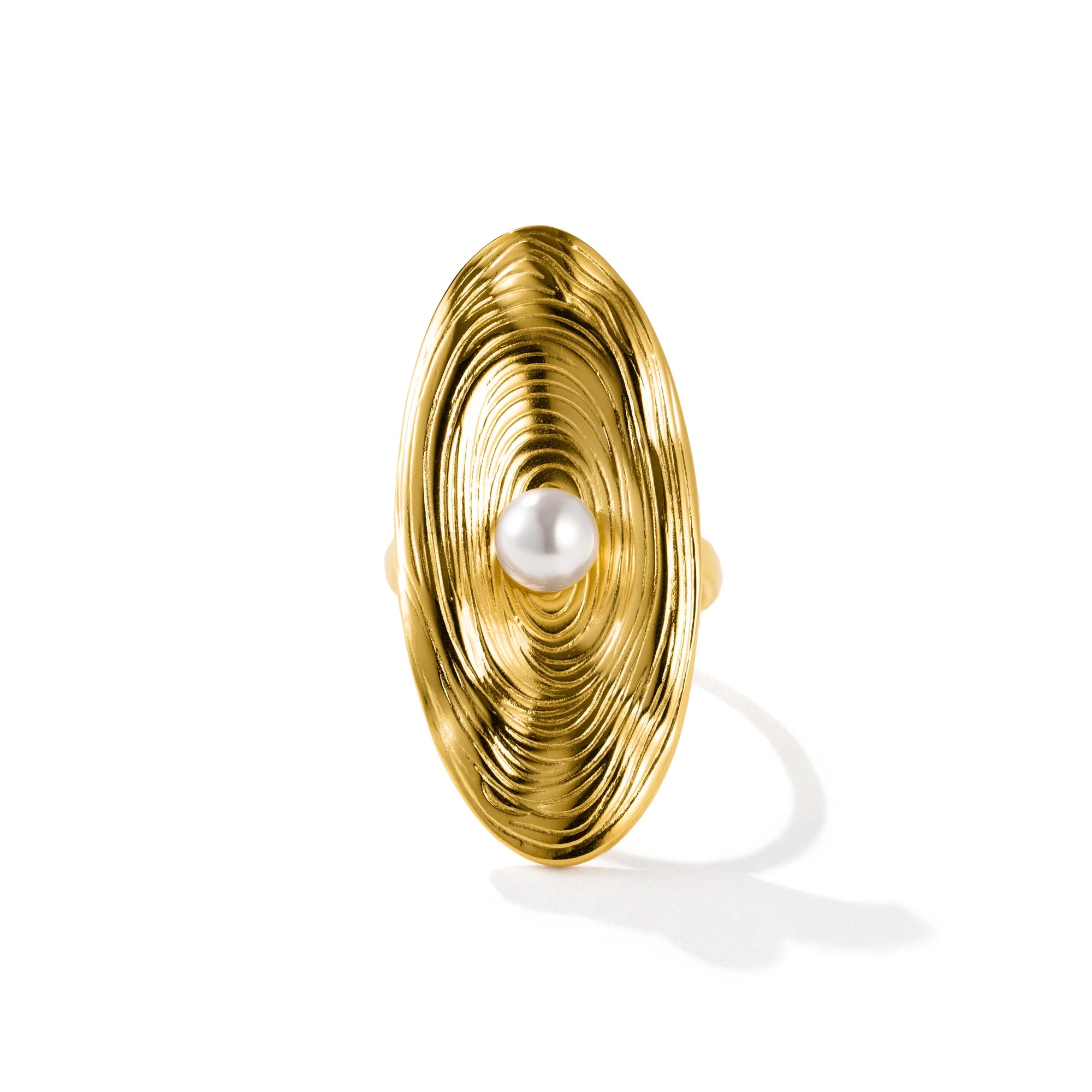 Perlenring Damen Gold Flora | wasserfest