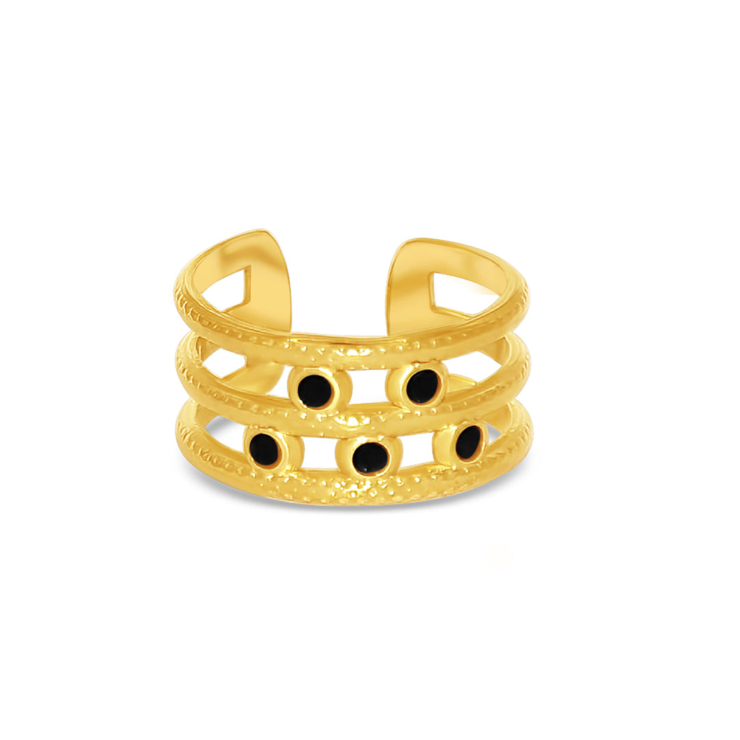 Wasserfester verstellbarer Ring mit dunklen Steinchen vom Onlineshop 1887Gem in Gold. Jetzt online shoppen.