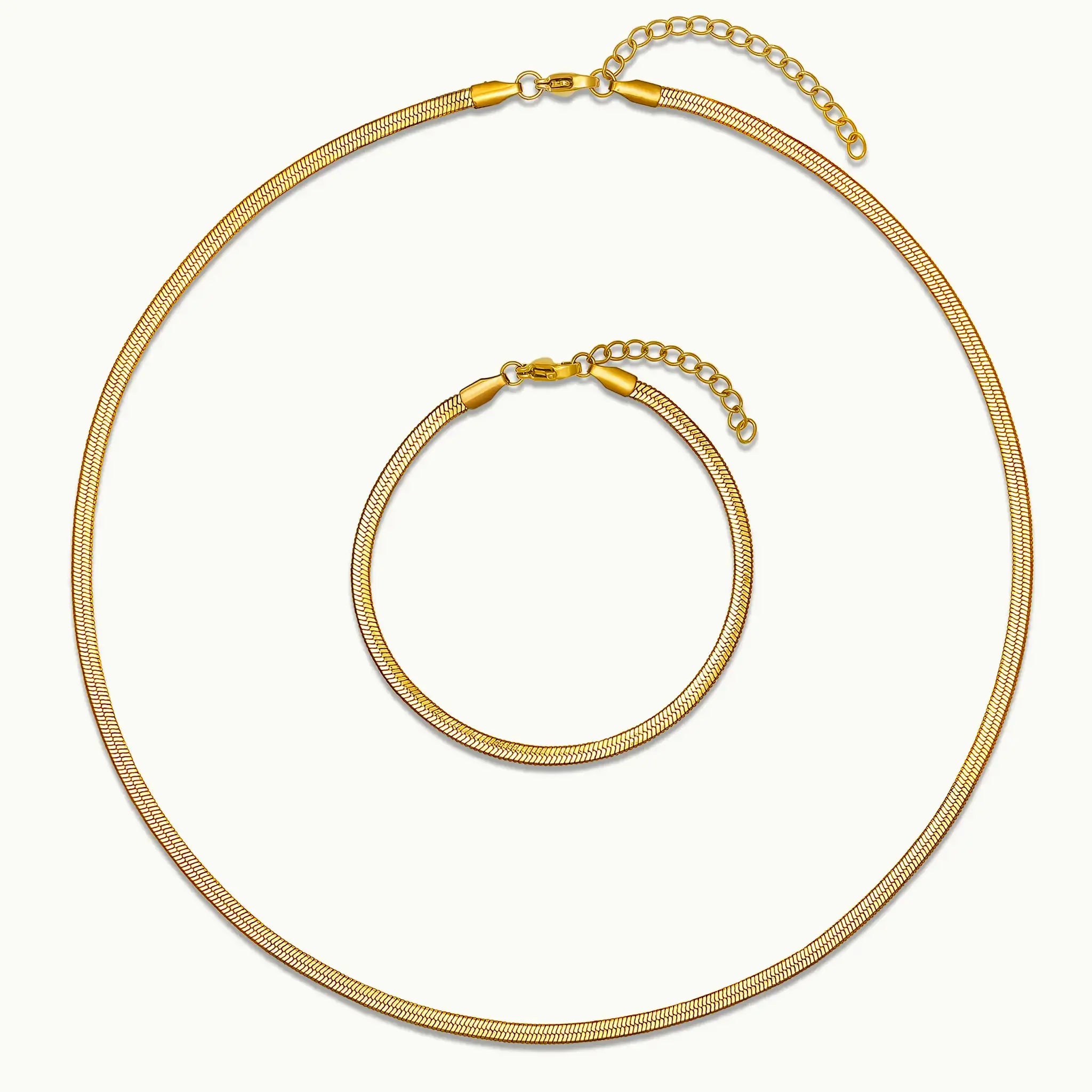 Set Kette & Armband | Calanthe 3mm | 18K Gold Plated