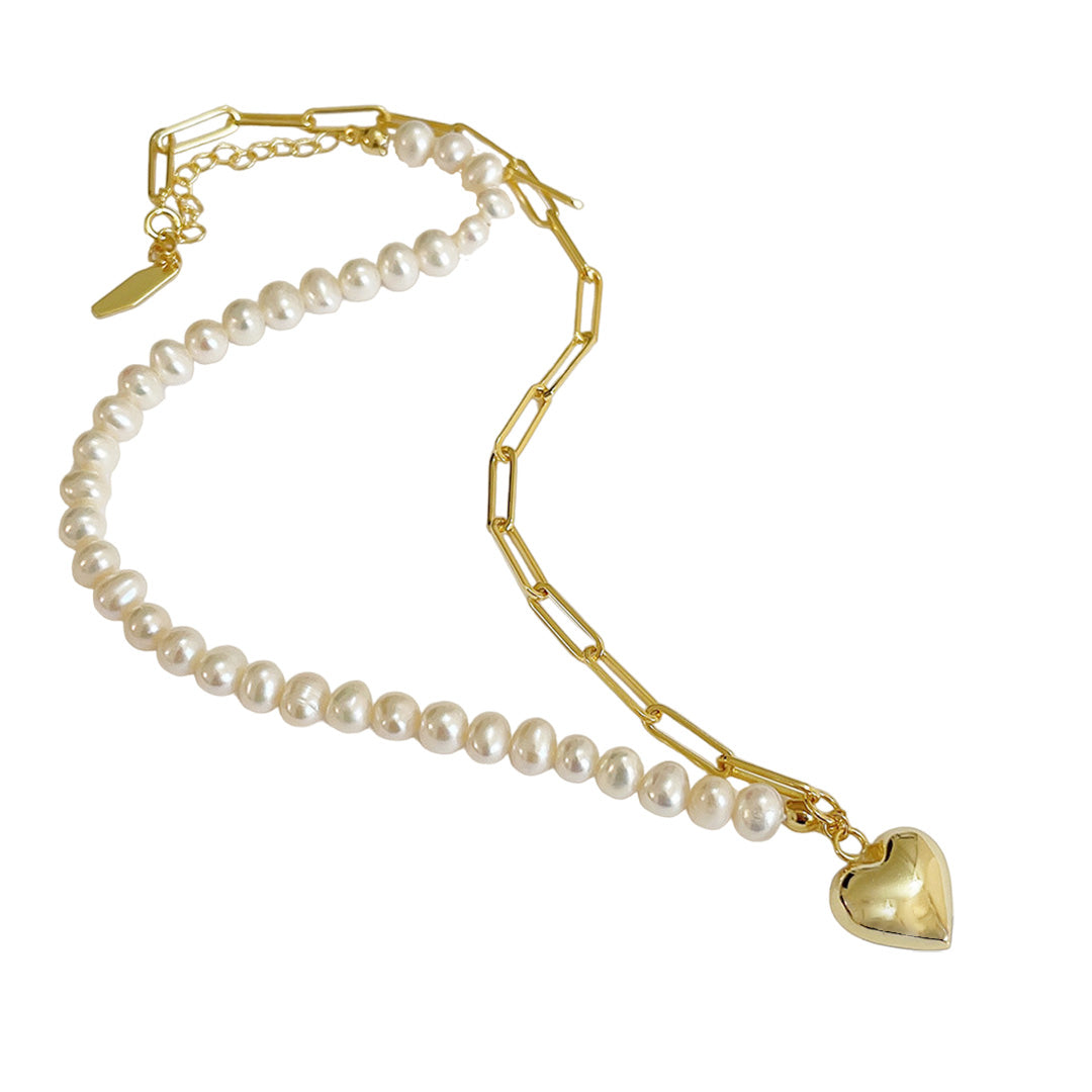 Echtschmuck Silberkette mit echten Perlen als vergoldeter Silberschmuck von dem Gold Silbershop 1887Gem.