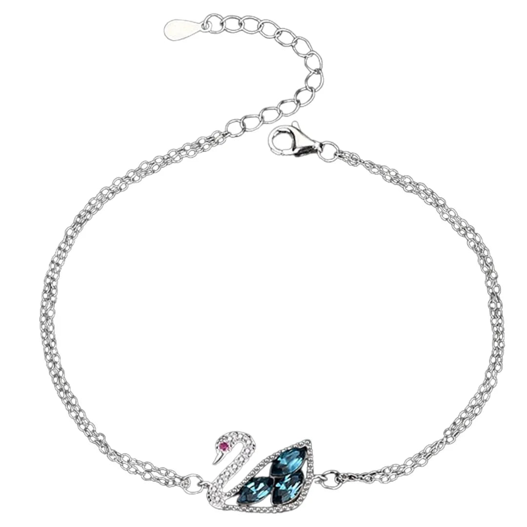 Swarovski Crystals Schwan Armband in Silber und Blau.