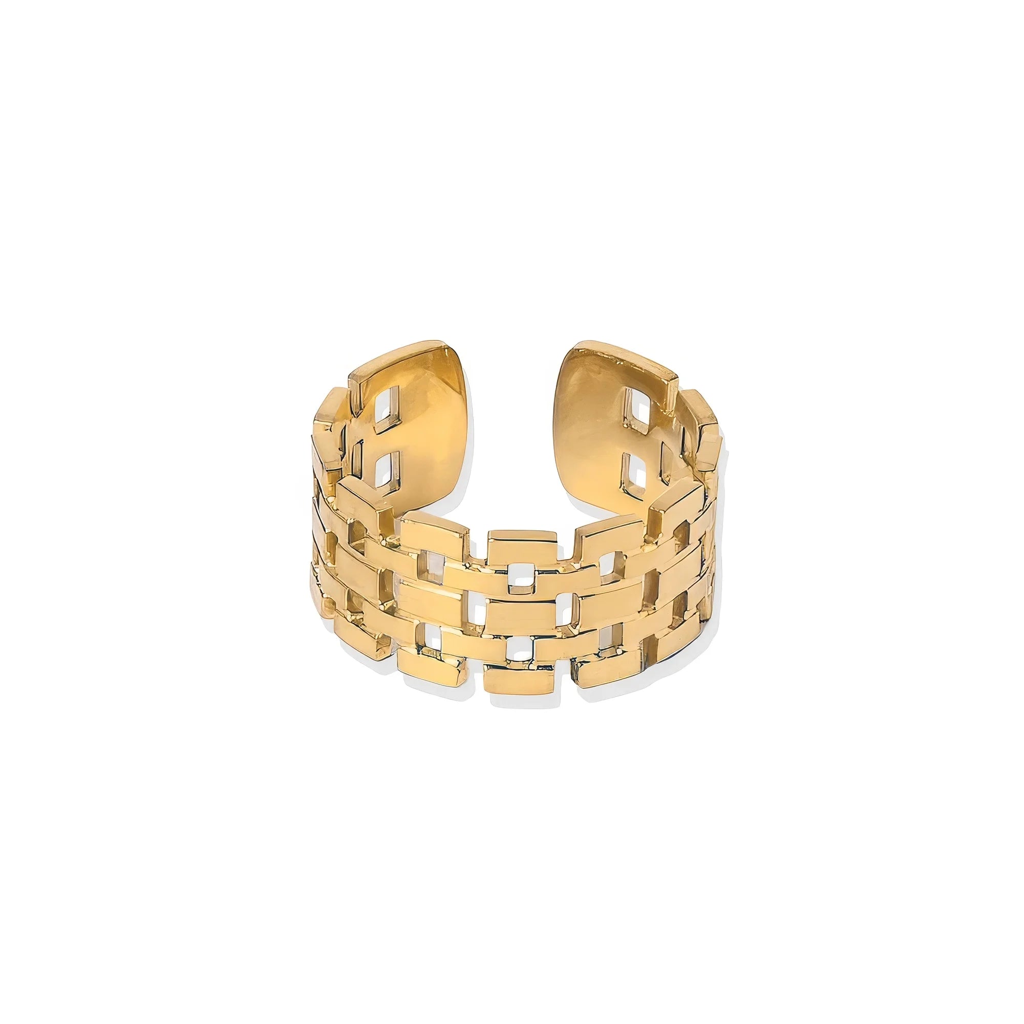 Verstellbarer Gold Ring 7 aus wasserfestem Edelstahl.