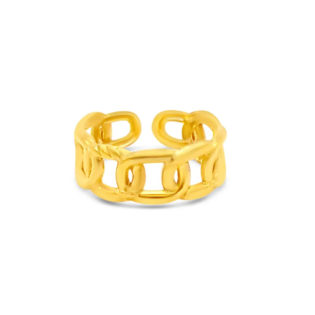 Verstellbarer Gold Ring 6 aus wasserfestem allergiefreiem Edelstahl.