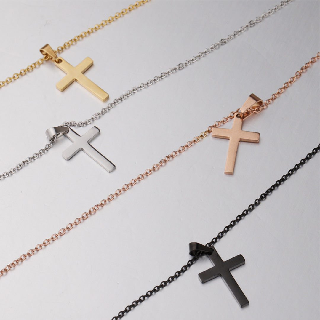 Wasserfeste Halsketten mit Kreuz in Gold, Roségold, Silber und Schwarz von dem Onlineshop 1887gem.com