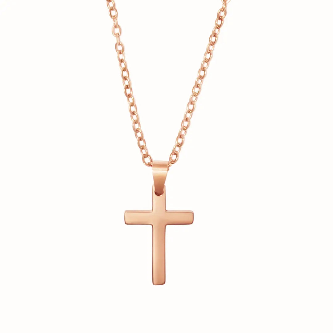 Wasserfeste Kreuz Halskette für Damen in Roségold.