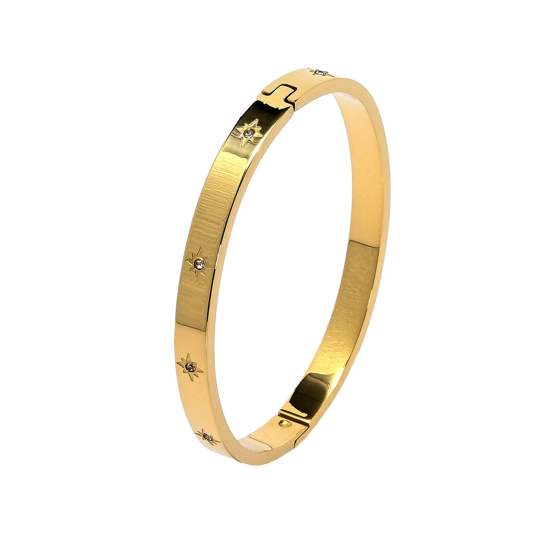 Wasserfester Armreif Gold 18k beschichtet Chirurgenstahl Sterne.