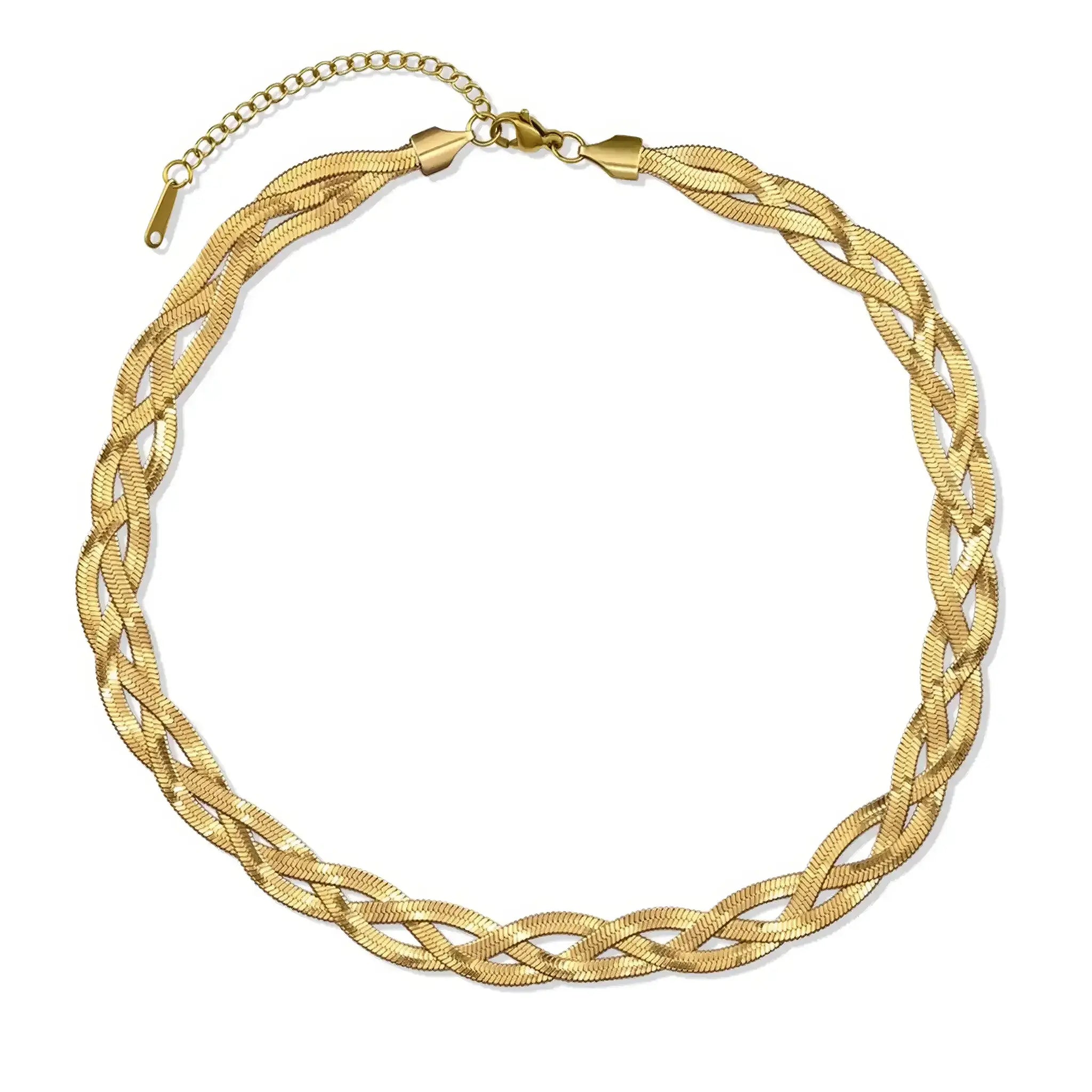 Wasserfester Choker Halskette geflochten Gold.