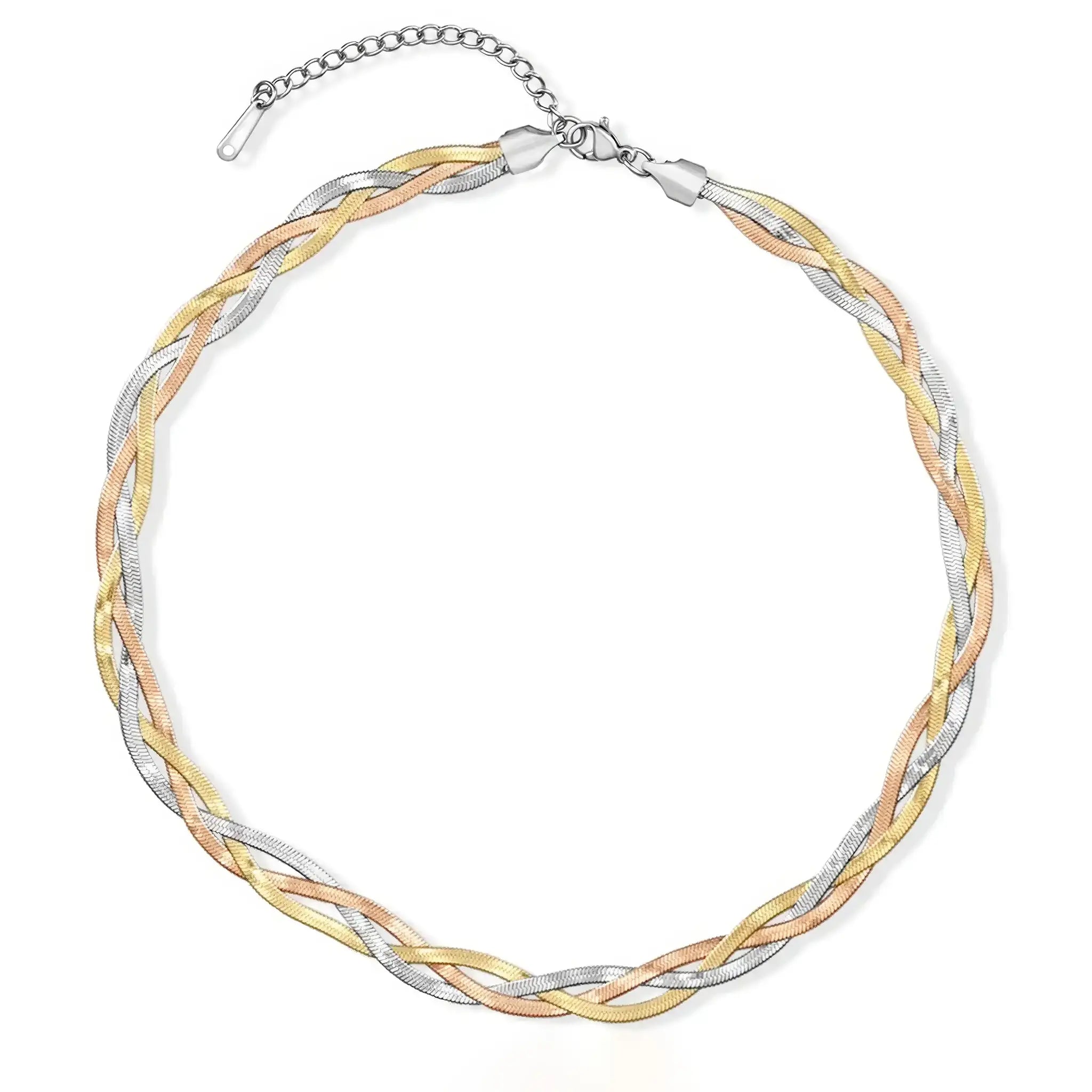 Wasserfester Choker Halskette mehrfarbig Gold Silber Roségold.