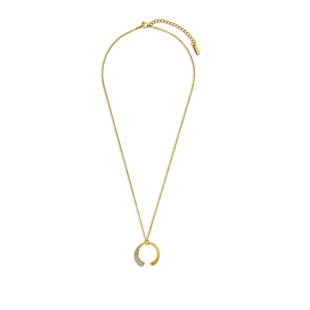 Wasserfester Gold Zirkonia Ring an Halskette vom 1887Gem Onlineshop auf Weiß. Jetzt online kaufen.