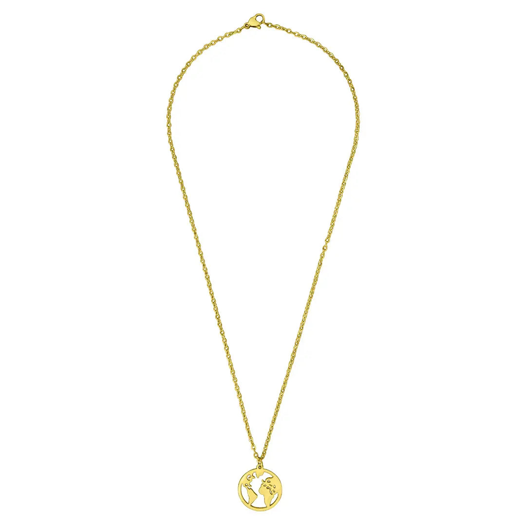 Wasserfester Schmuck Weltkugel Halskette Gold.