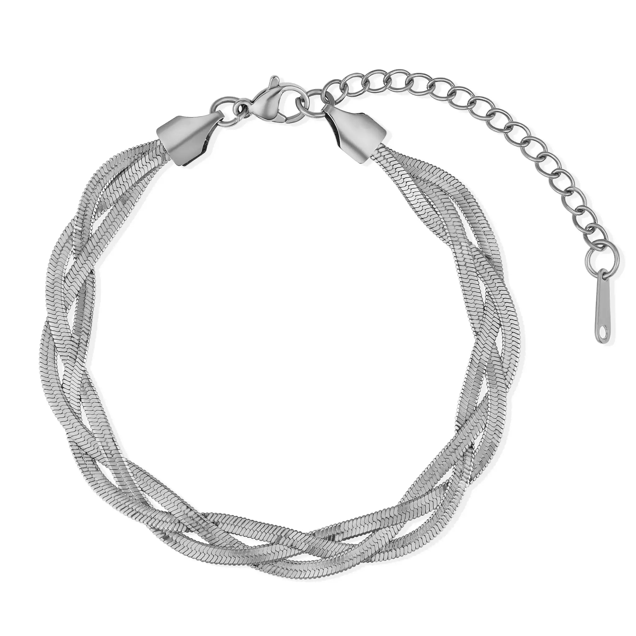 Wasserfestes Armband Edelstahl Silber geflochten